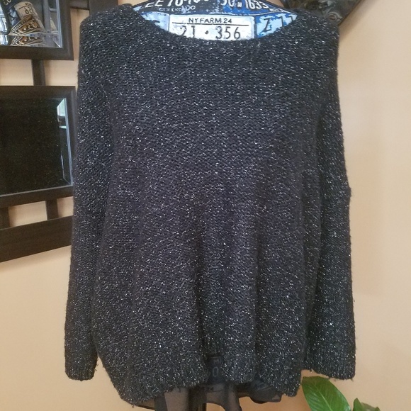 JENNIFER LOPEZ BLACK SHIMMERY SWEATER - Picture 2 of 8